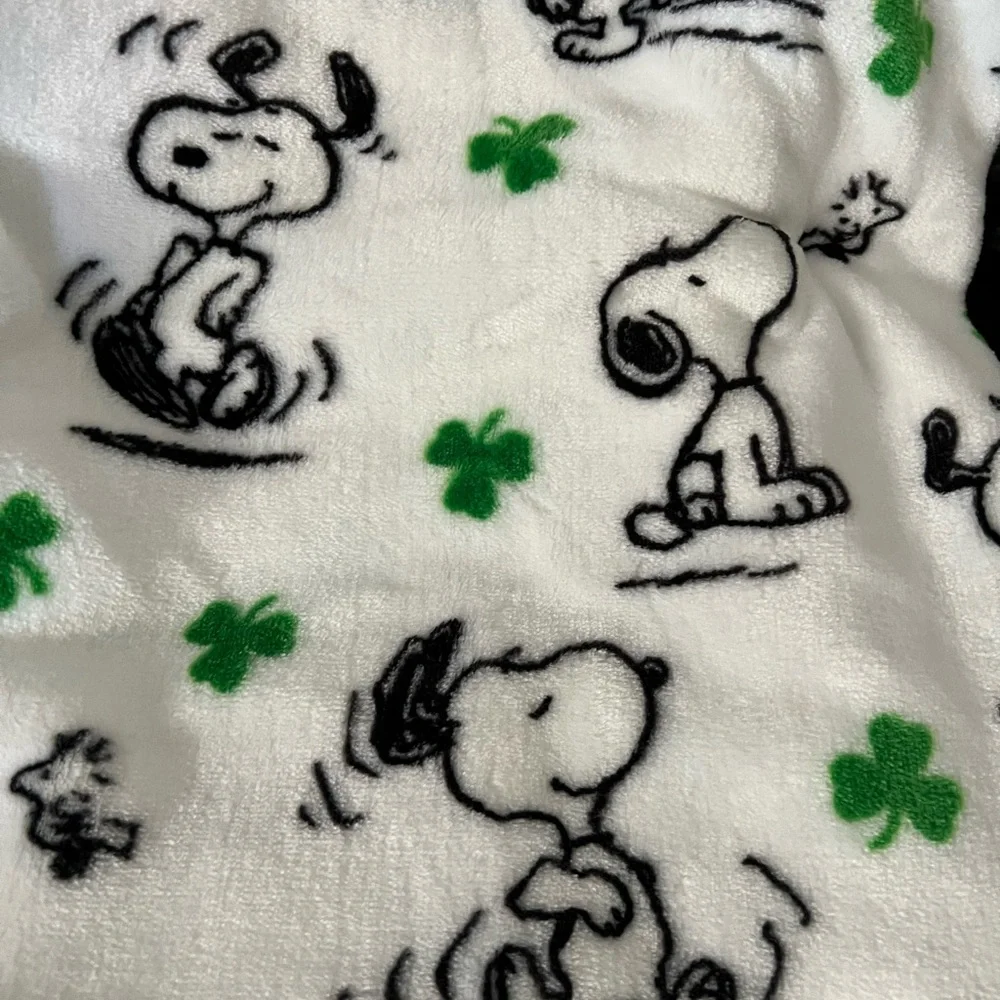 Berkshire VelvetLoft Throw with snoopy and Shamrock Design